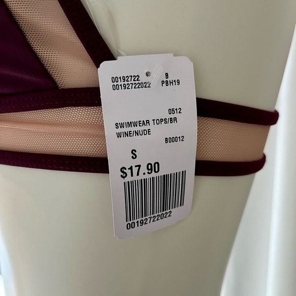 NWT Forever 21 Mesh Halter Bikini Top Small - Burgundy / Wine / Nude - Picture 2 of 6
